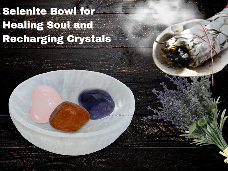 [Australia] - Amazing Gemstone Selenite Bowl - 3" Round Selenite Crystal Charging Plate Round - 3" Inch 