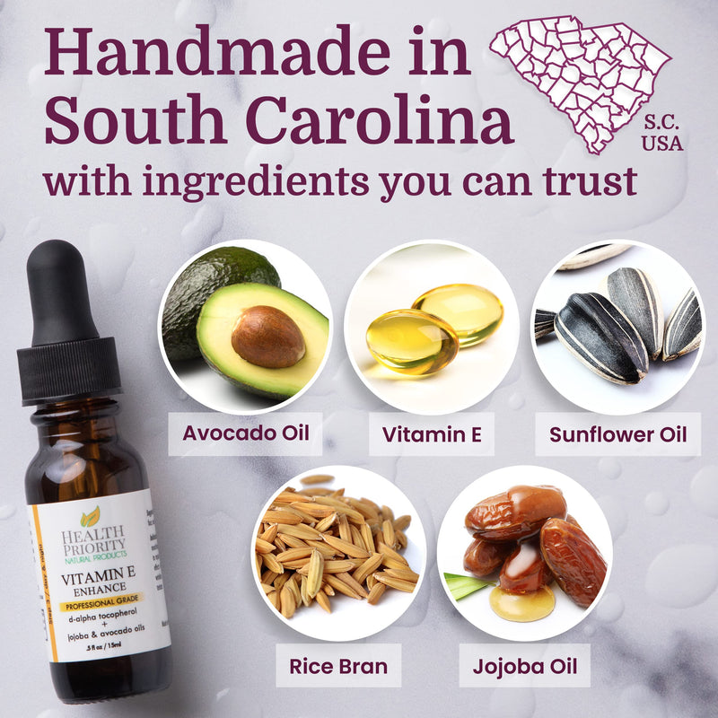 Health Priority Naturals|Vitamin E Oil - for Face/Hair - Organic, Handmade, Non-GMO, Gluten-Free, Vegan - For Scars, Wrinkles, Stretch Marks - Scented, 15,000 IU, 0.5 Fl Oz 0.5 Fl Oz (Pack of 1)