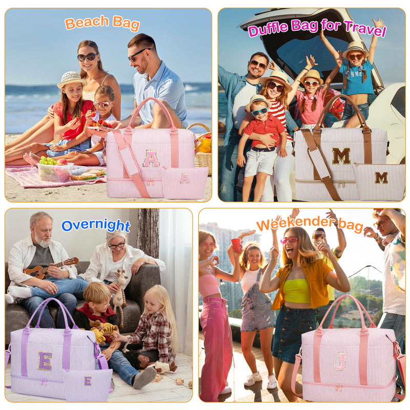 Birthday Gifts Pink Travel Duffle Bag for Girls(Pink,A) | Overnight Bags Weekender Bag with Shoe Compartment Dance Bag with Makeup Bag for Girls A