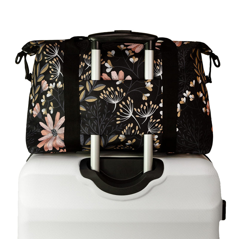 Lola Travel Bag, Weekender/Overnight Duffel, Gym Tote Bag for Women, Men Black Floral