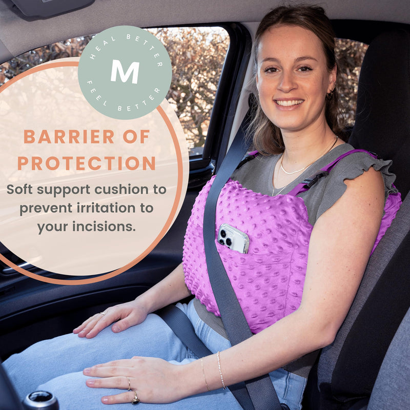 [Australia] - MOYOAMA Post Mastectomy Pillow – Hands-Free Protection with Secure Strap & Easy-Clean Washable Cover Breast Surgery Must Haves,Breast Reduction Recovery Supplies,Breast Augmentation,Post Op Essentials Field Lavender 