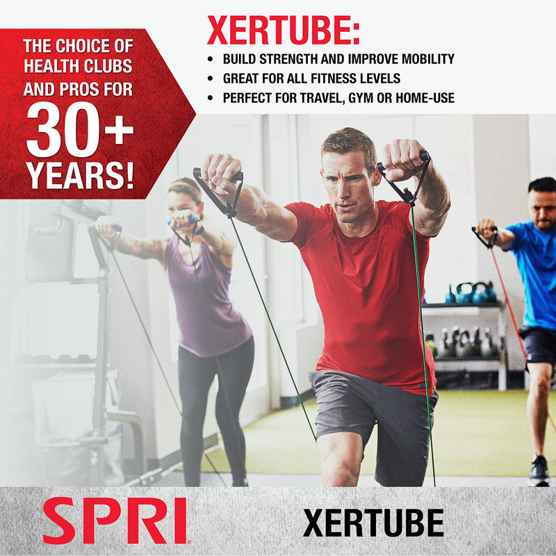 [Australia] - SPRI Xertube Resistance Bands with Handles – All Exercise Cords Sold Separately with Home Gym Workout Fitness Door Anchor Attachment Option Light Without Door Attachment 