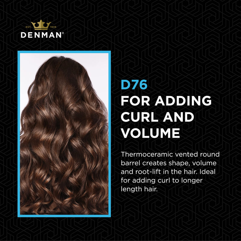 Denman Thermo Ceramic Hourglass Hot Curl Brush - Hair Curling Brush for Blow-Drying, Straightening, Defined Curls, Volume & Root-Lift - Gray Large