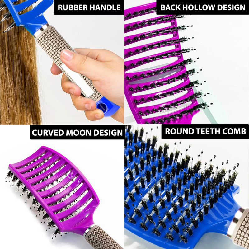 Detangling Brush 2 Pack, Hairbrush with Ultra Soft Bristles for Effortless Tangle Removal for Women, Girls, Detangler Fast Drying Styling Massage Hair brush for Wet or Dry Hair