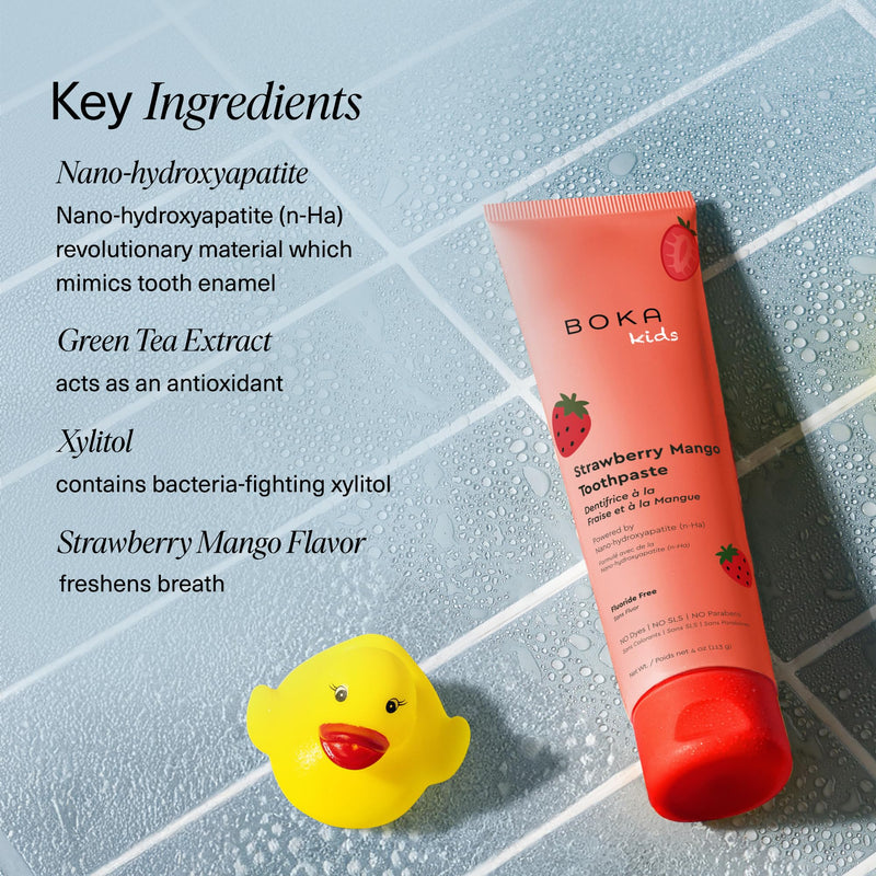 Boka Fluoride Free Toothpaste Nano Hydroxyapatite Toothpaste - Strawberry Mango Flavor, 4 oz 1Pk US Manufactured 4 Ounce (Pack of 1)