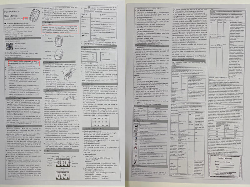 Vibeat Fingertip Pulse Oximeter with Bluetooth, Blood Oxygen Saturation Monitor with APP, Finger SPO2 Meter with Batteries and Lanyard, Gray