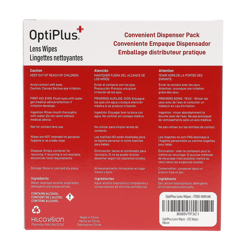 [Australia] - OptiPlus Eyeglass Lens Wipes l Pre-Moistened l Cleaning Wipes for Glasses, Computer & Laptops Screens, Smart Phones, Optical Lens, Goggles, and Watch Screen l Quick-Dry & Scratch-Free | 252 Count 252 Count (Pack of 1) 