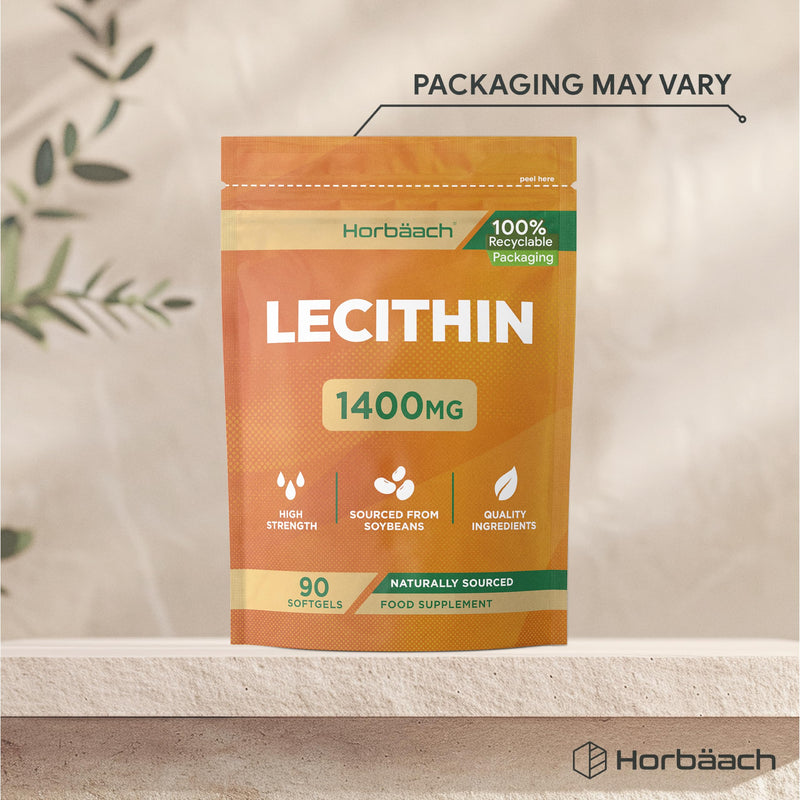 Lecithin Capsules 1400mg | High Strength Soy Lecithin Supplement | Sourced from Soy Beans | 90 Softgels | By Horbaach