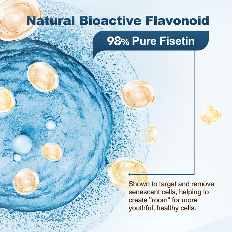 [Australia] - Liposomal Fisetin 200mg & Resveratrol Complex 500mg Liquid Gummies - Longevity & Cell Renewal Support - 98% High Purity Fisetin,Trans-Resveratrol Quercetin Luteolin with Vitamins C & E, 1-A-Day, 60Cts 60 Count (Pack of 1) 