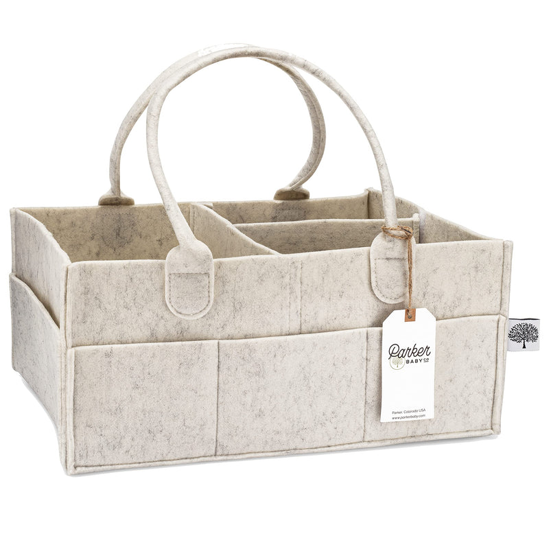 [Australia] - Parker Baby Diaper Caddy - Nursery Storage Bin and Car Organizer for Diapers and Baby Wipes (White, Large) White 