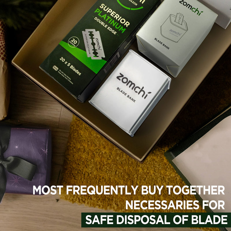 [Australia] - Zomchi Razor Blade Box for Storing Razor Blades, Razor Blade Storage Box Disposal Case for Used Razor Blades with Double Edge (White) White 
