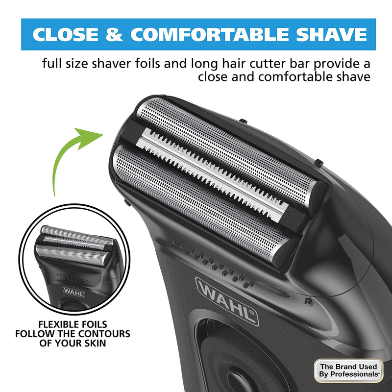 [Australia] - Wahl Compact Rechargeable Lithium Ion Shaver Kit with Hygienic Rinseable Foils & Cutter Bar with Dual Flexible Foils That Move with The Contours of Your Face - 7065 