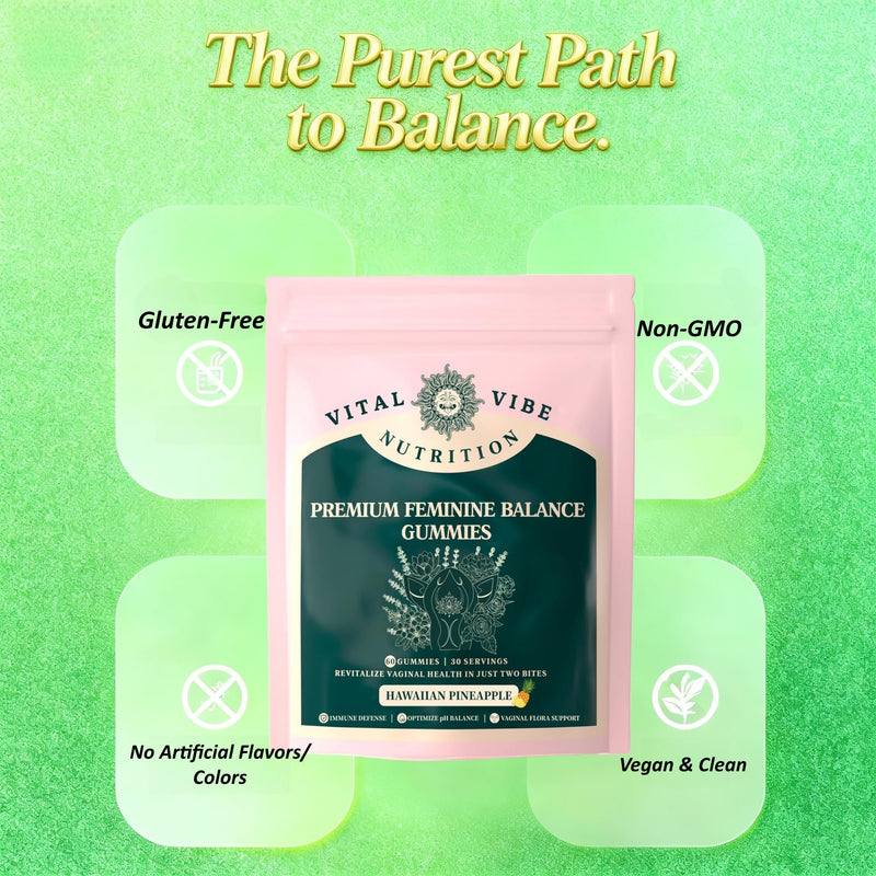 120 Vegan Gummies Feminine Balance Gummies for Women - Gel Candy, Hawaiian Pineapple Flavour, Supports Vaginal Health, pH Balance & Immune Defence | Gluten-Free, Halal, Sugar-Free Daily Supplement 2 Bag