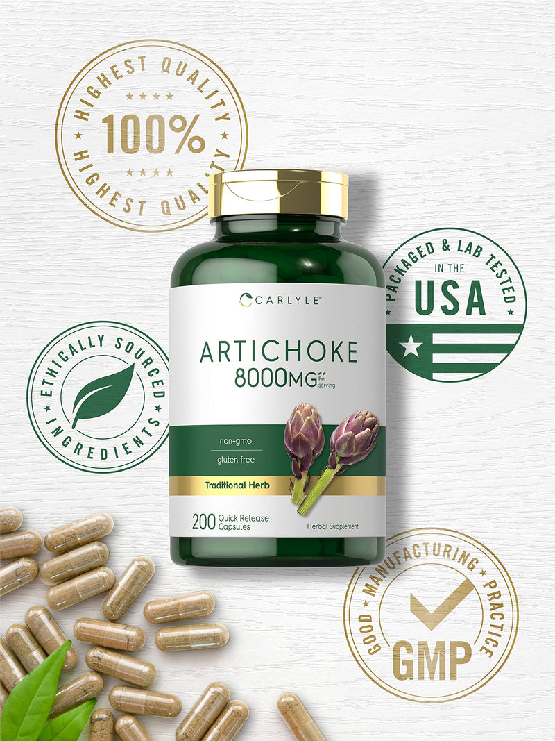 [Australia] - Carlyle Artichoke Extract Capsules 8000mg | 200 Count | Non-GMO, Gluten Free Supplement 