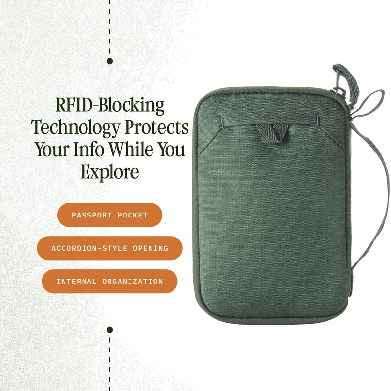 Eagle Creek Stash RFID Passport Wallet, Unisex, Grass Green | Slim Travel Organizer with RFID Blocking, Secure Storage for Passport, Cards, and Cash, Lightweight and Water-Resistant
