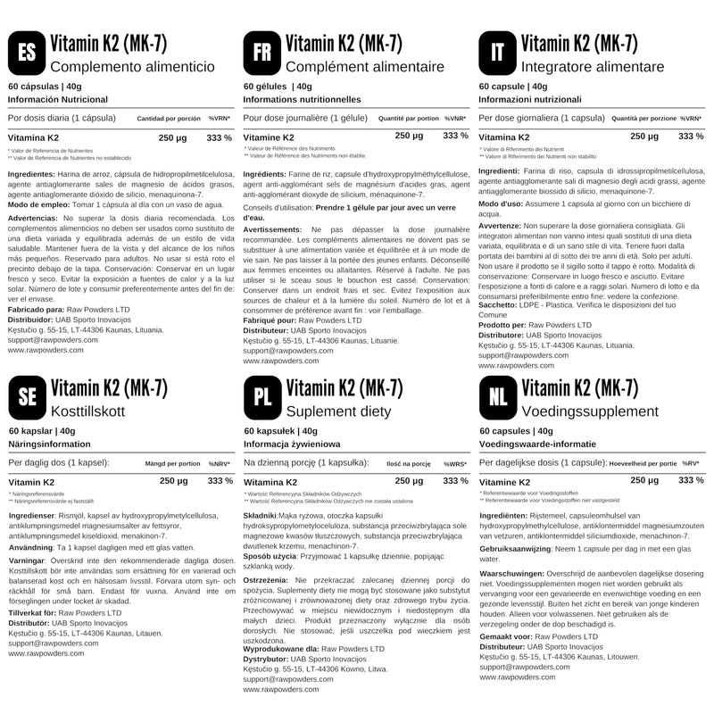[Australia] - RP Vitamin K2 MK7 250μg capsules | 60 vegan capsules | Bioactive Vitamin K Formula | Manufactured in ISO licensed facilities | GMO-free, gluten-free, dairy-free and allergen-free Raw Powders 