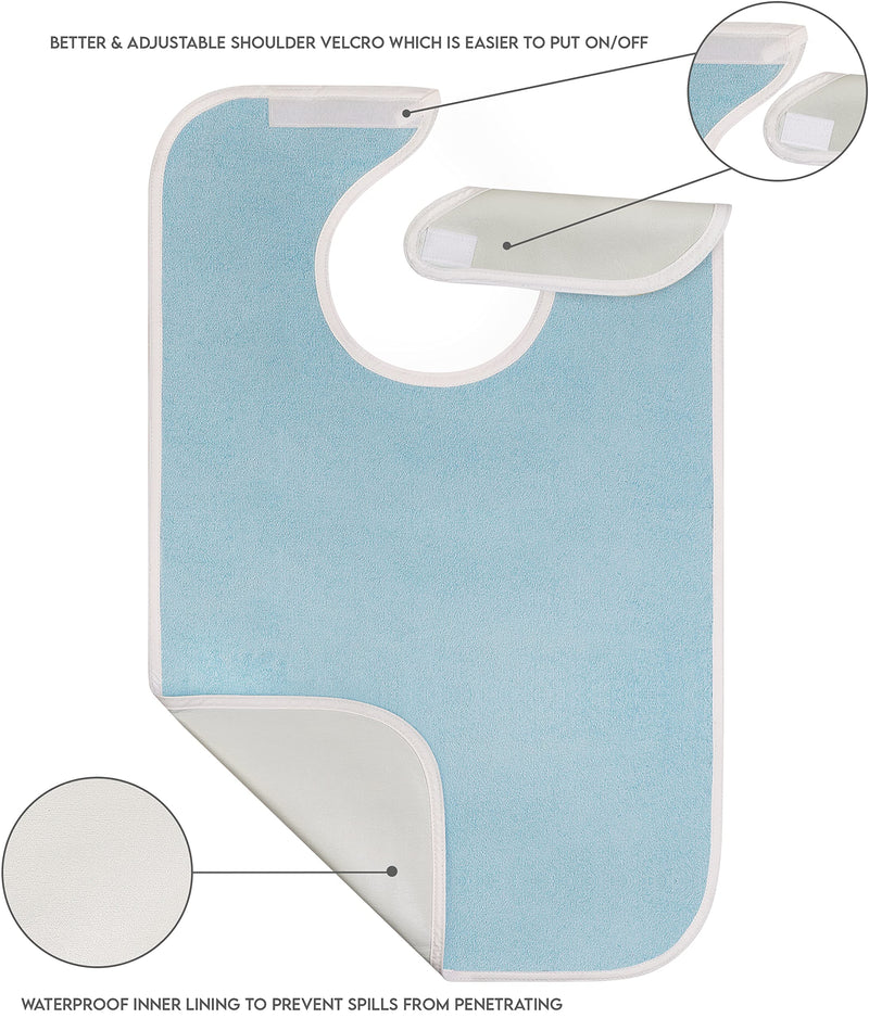 [Australia] - Utopia Towels - Pack of 3 - Premium Quality Unisex Adult Bibs - Waterproof & Washable Blue 