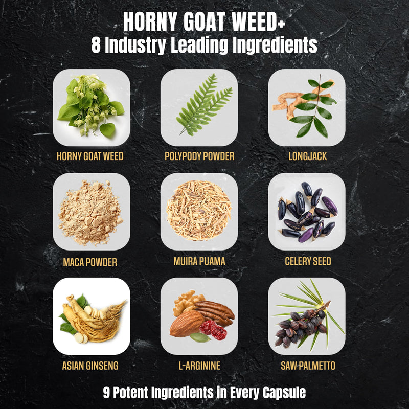 [Australia] - PureFlow 9 in 1 Horny Goat Weed MAX | Fully Dosed Men's Performance Supplement | Pills for Men Fast Acting Blood Flow | 9 Ultra Ingredients for Fast Results/Science Backed - 60 Capsules 