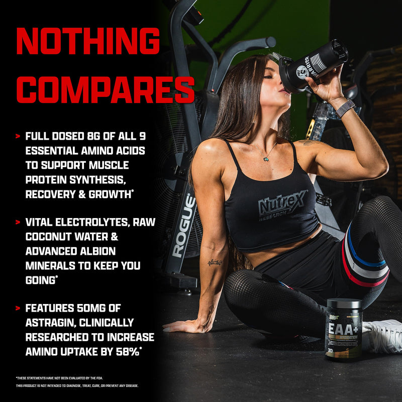 [Australia] - Nutrex Research EAA Hydration | EAAs + BCAA Powder | Muscle Recovery, Strength, Muscle Building, Endurance | 8G Essential Amino Acids + Electrolytes | Blueberry Lemonade 30 Servings 