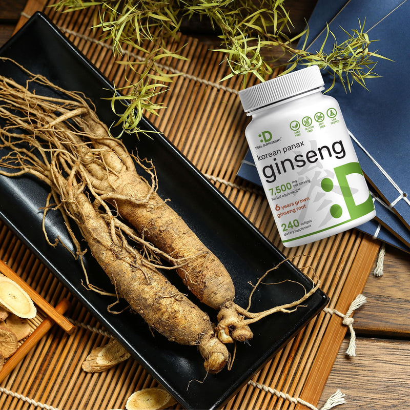 [Australia] - Korean Red Panax Ginseng Root Extract, 7,500mg Per Serving, 240 Softgels – 150mg Active Ginsenosides, 5:1 Max Strength Extract – Energy & Immune Health Supplement – Non-GMO 