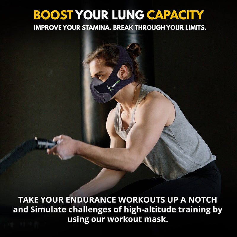 [Australia] - NEXTGEN Breathing Workout Mask - Enhance Stamina & Endurance | 24-Level Adjustable Airflow for Optimal Lung Performance | Elevate Cardio & Gym Training for Men & Women Black 