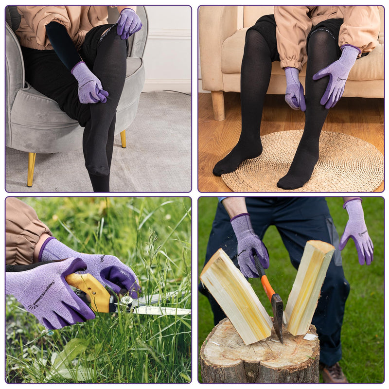 [Australia] - Donning Gloves for Compression Stockings - Tear-Resistant, Reusable, Lining Latex-Free - Easy Donning & Doffing for Compression Socks, Knee-Highs & Thigh-Highs - Purple, 1 Pair (XS-L) 