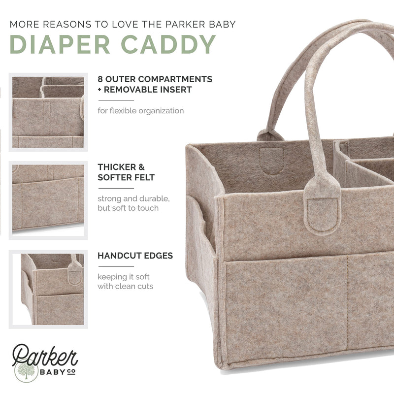 [Australia] - Parker Baby Diaper Caddy - Nursery Storage Bin and Car Organizer for Diapers and Baby Wipes (Oatmeal, Large) Oatmeal 