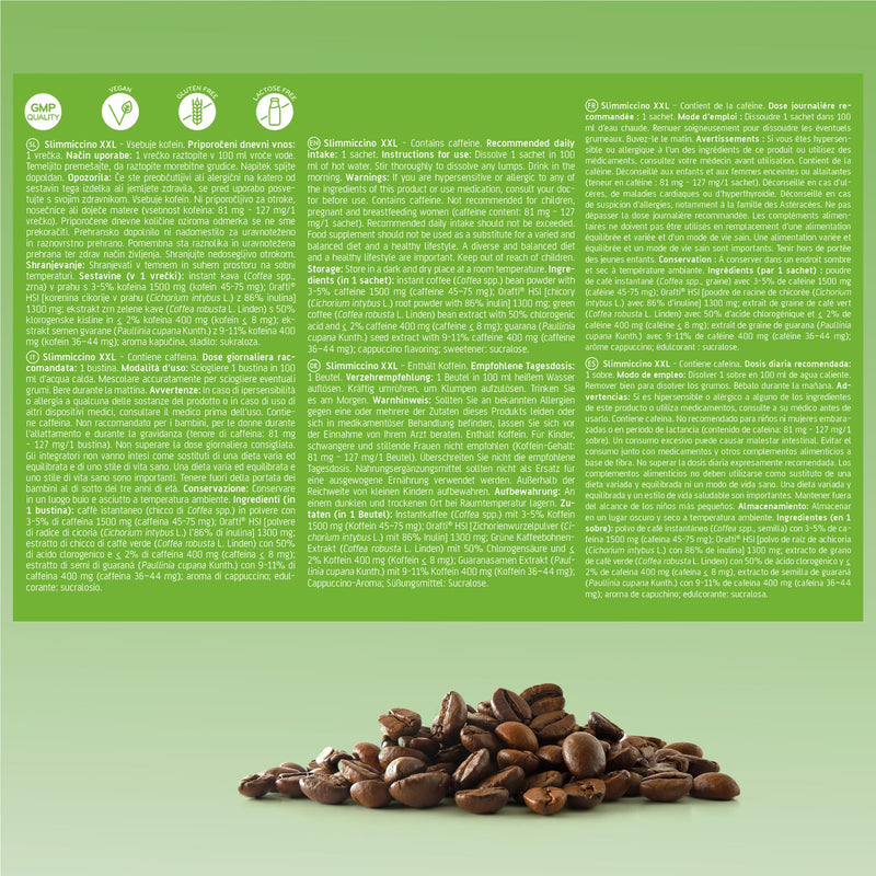 [Australia] - Green coffee, inulin and guarana - 10 bags for 10 days - With free e-book guide - Slimmiccino XXL, Slimmium Sensilab 