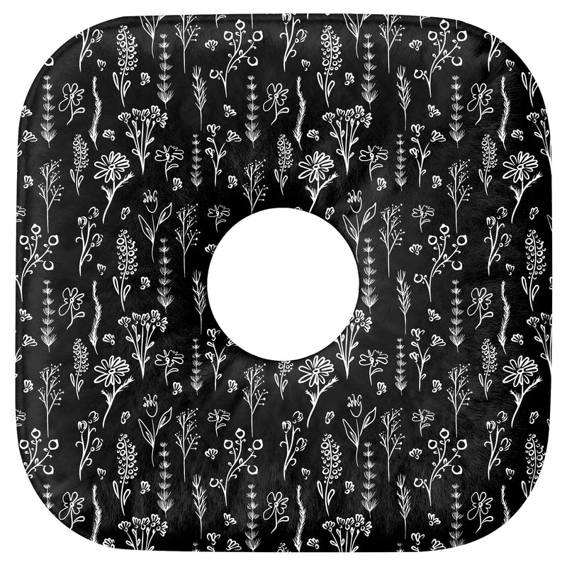 Ear Piercing Pillow for Side Sleepers, Pillow with an Ear Hole for CNH and Ear Pain Ear Inflammation Pressure Sores, O-Shaped Side Sleeping Pillow, Cow Texture Ear Guard Pillow Black/White Flowers One Size