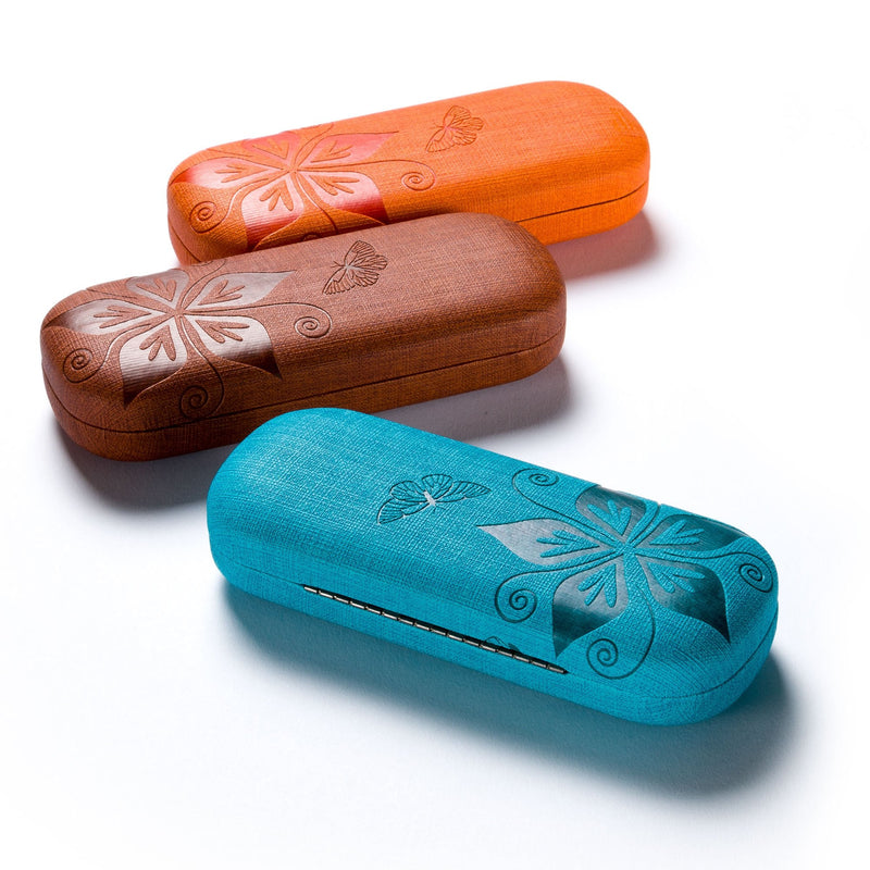 [Australia] - FEFI Hardcase glasses case Nature - embossed flower design orange 