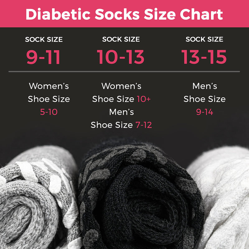 [Australia] - Debra Weitzner 6Pk Non-Binding Loose Fit Sock - Non-Slip Diabetic Socks for Men and Women - Crew, Ankle 10-13 Crew Grey With Grips 