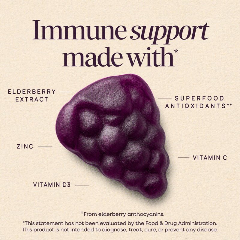 Nature's Way Sambucus Elderberry Gummies for Immune Support* Ages 4+, 60 ct | Immune Gummy with Black Elderberry Extract, Vitamin C, D3, Zinc, and Superfood Antioxidants*, Adults & Kids Ages 4+ 60 Count (Pack of 1)