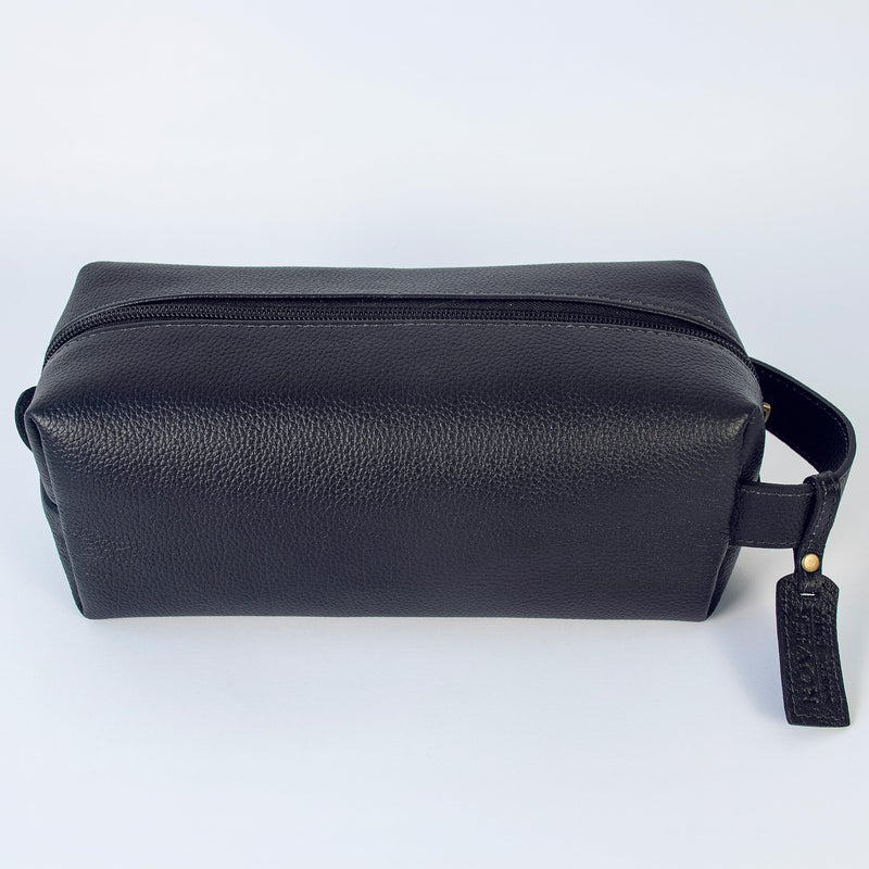 Leather Toiletry Bag for Men | Genuine Full-Grain Bovine Dopp Kit | OXFORD | Mens Travel Toiletry Bag | Shaving Kit for Men | Handcrafted in Bolivia | Onyx