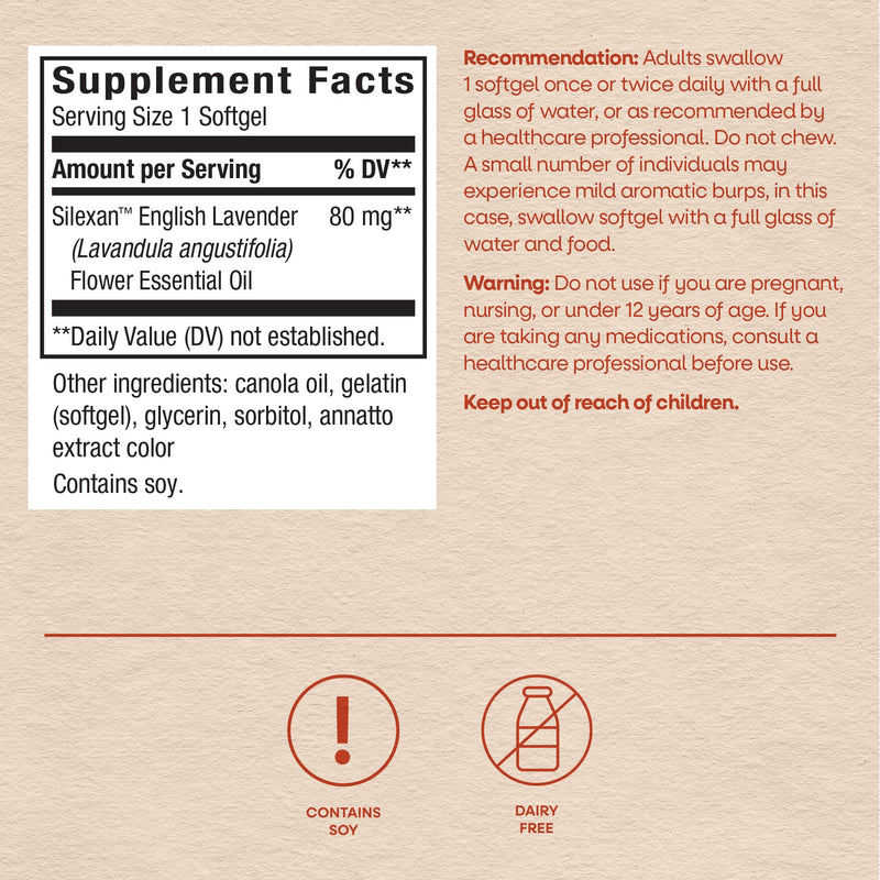 Nature's Way CalmAid Lavender Oil Supplement, Calm & Stress Support*, 30 ct | Clinically Studied Silexan Lavender Oil, Non-Drowsy, Daily Softgels, 1 Month Supply 30 Count (Pack of 1)