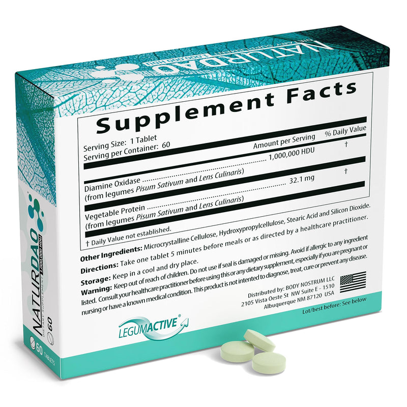 [Australia] - NATURDAO - 1,000,000 HDU - DAO Enzyme Supplement - Histamine Block - Diamine Oxidase - Food Intolerance - 60 Tablets 