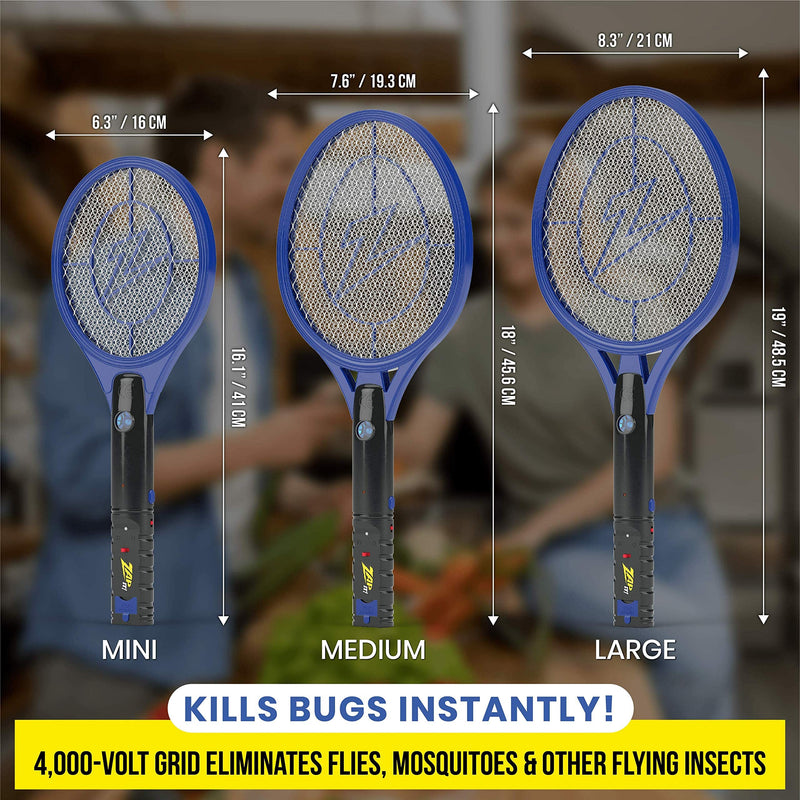 [Australia] - ZAP IT! Bug Zapper Rechargeable Electric Fly Swatter Racket, 4,000 Volt, USB Charging Cable Mini Blue 