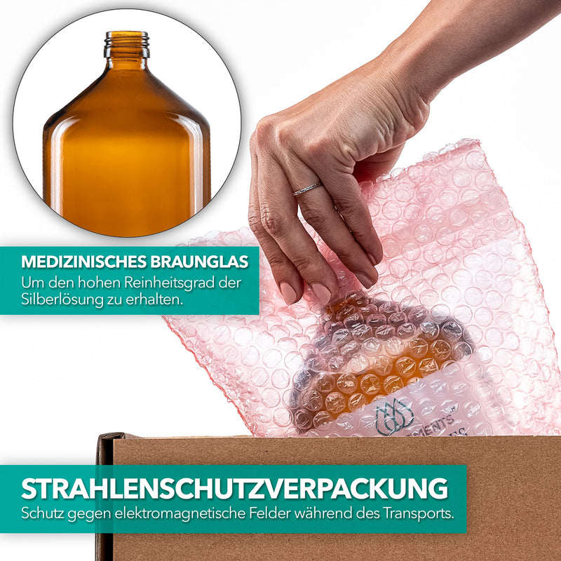 [Australia] - Colloidal silver | Silver water | 1000ml | 10 ppm | HIGH DOSE | in brown glass bottle with refillable 30ml spray | Free E-BOOK 