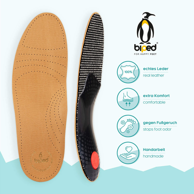 [Australia] - biped Premium footbed made of vegetable tanned leather - with pad - metatarsal support - heel pad and activated carbon z1706 (41) 41 