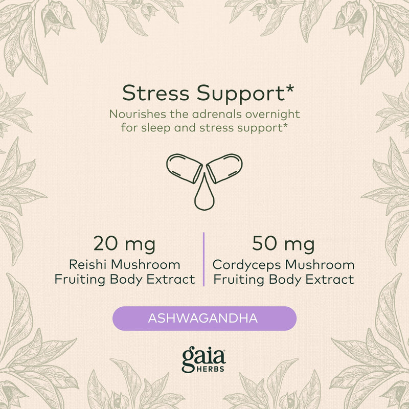 [Australia] - Gaia Herbs Adrenal Health Nightly Restore - Herbal Supplement with Ashwagandha, Magnolia Bark, Cordyceps, Lemon Balm, and More - 120 Vegan Liquid Phyto-Capsules (60 Servings) 120 Count (Pack of 1) 