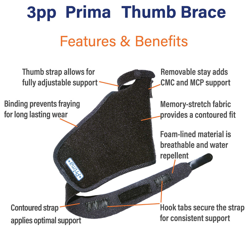 [Australia] - 3-Point Products 3pp Prima Thumb Brace, Adjustable Brace for CMC Thumb Arthritis and Other Injuries, Left Hand, Size Large 