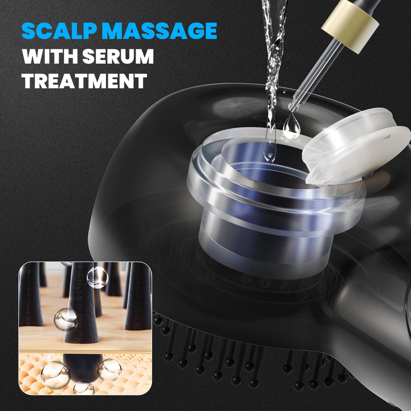 2-in-1 Electric Scalp Massager with Nano Mist Serum Applicator, Waterproof Rechargeable Head & Scalp Massage Brush with Moving Massage Teeth for Relaxing Scalp Care and Hair Care Routine