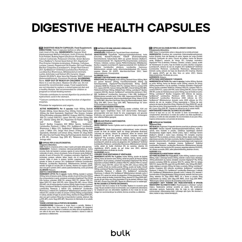 [Australia] - Bulk Digestive Health Capsules, Chloride, Calcium, Lactase Enzymes, 120 Capsules, Packaging May Vary 