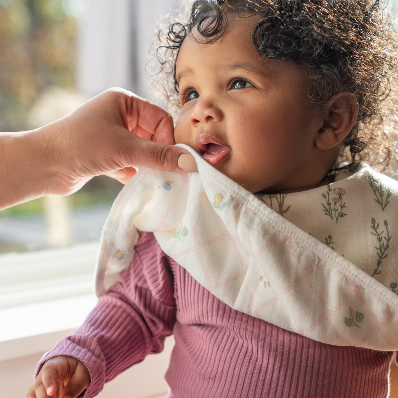 [Australia] - aden + anais Silky Soft Bamboo Viscose Burpy Bib – Multi-Use, Absorbent 4-Layer Burp Cloth and Full-Coverage Snap-Closure Baby Bib in One, 22.5” X 11”, 2-Pack, French Floral 