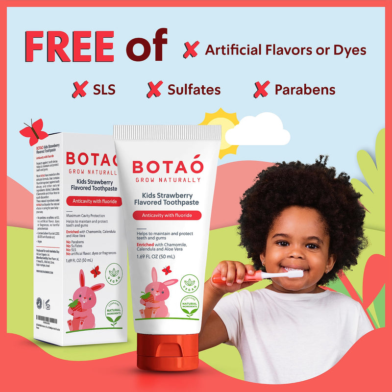 [Australia] - Kids Toothpaste | Natural Strawberry Flavored Anticavity Fluoride Toothpaste Maximum Cavity Protection| EWG Verified, Vegan, SLS Free, Safe to Swallow, Aloe Vera (3Pack) 1.7 Fl Oz (Pack of 3) 