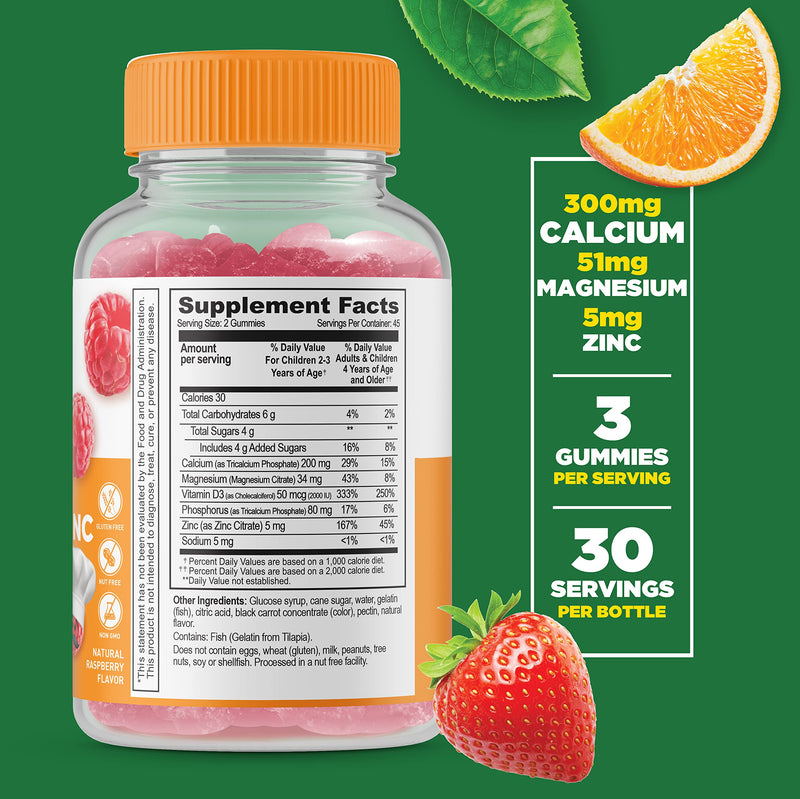 Lifeable Calcium Magnesium & Zinc Kids + Turmeric Curcumin Kids, Gummies Bundle - Great Tasting, Vitamin Supplement, Gluten Free, GMO Free, Chewable Gummy