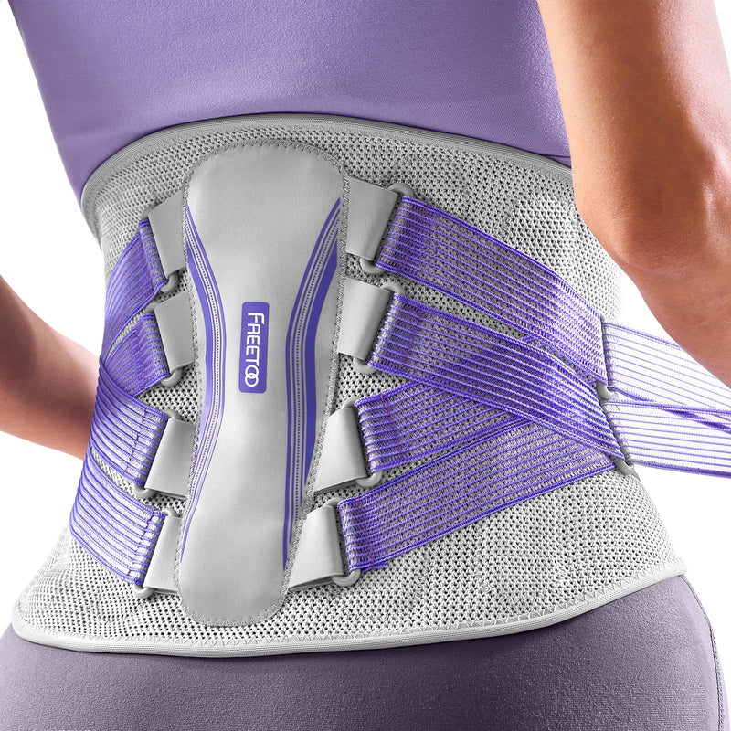 [Australia] - FREETOO Back Support Belt 3D Knitted Ultra Breathable Back Brace for Men and Women 5 Support Modules to Relieve Back Pain Purple Stylish Posture Corrector for Urban Beauties XL 3D Knitting 