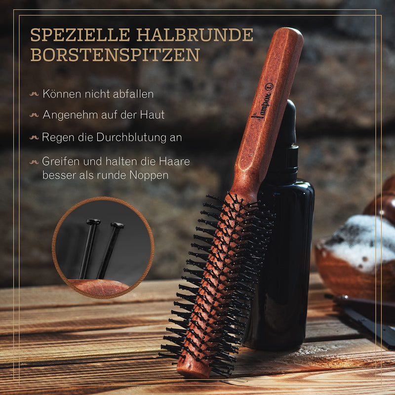 [Australia] - lampox men's round brush, beard brush, beard comb, round hairbrush for medium-length and long hair (L) L 