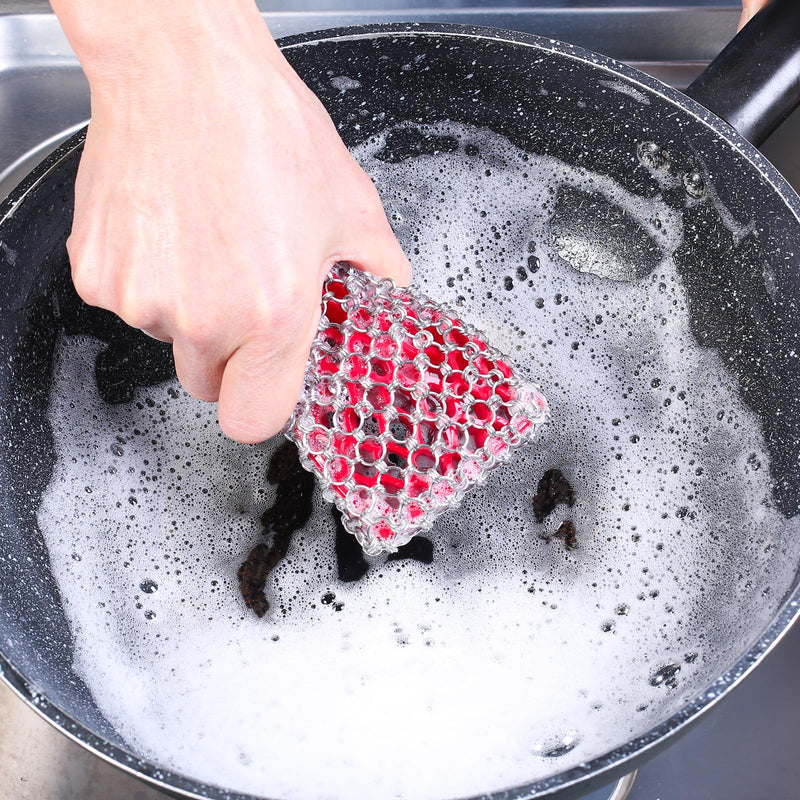 [Australia] - Cast Iron Scrubber, Skillet Chainmail Scrubber for Cast Iron Pan - Chain Mail Scrubber Cast Iron Sponge - Metal Scrubber Cast Iron Skillet Cleaner, Wok, frying pans, Dutch Oven Cleaning Scrubber 
