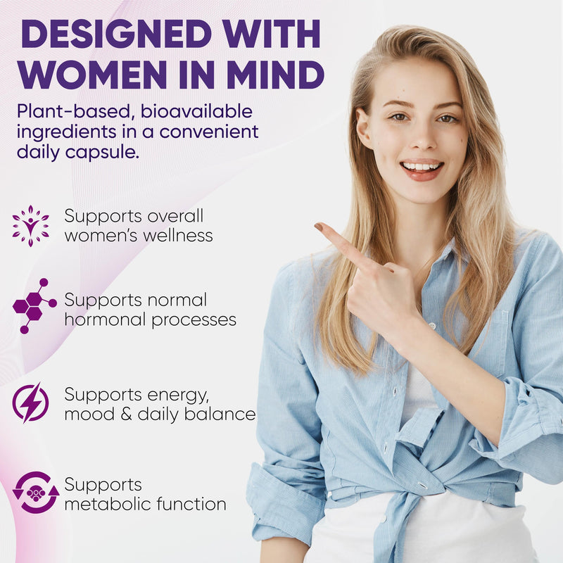 Inositol Myo & D Chiro - 4000mg, Folic Acid, Vitamin D3, Vitamin B6, Women's Daily Wellness Support, Vegan & Gluten-Free, 60 Capsules