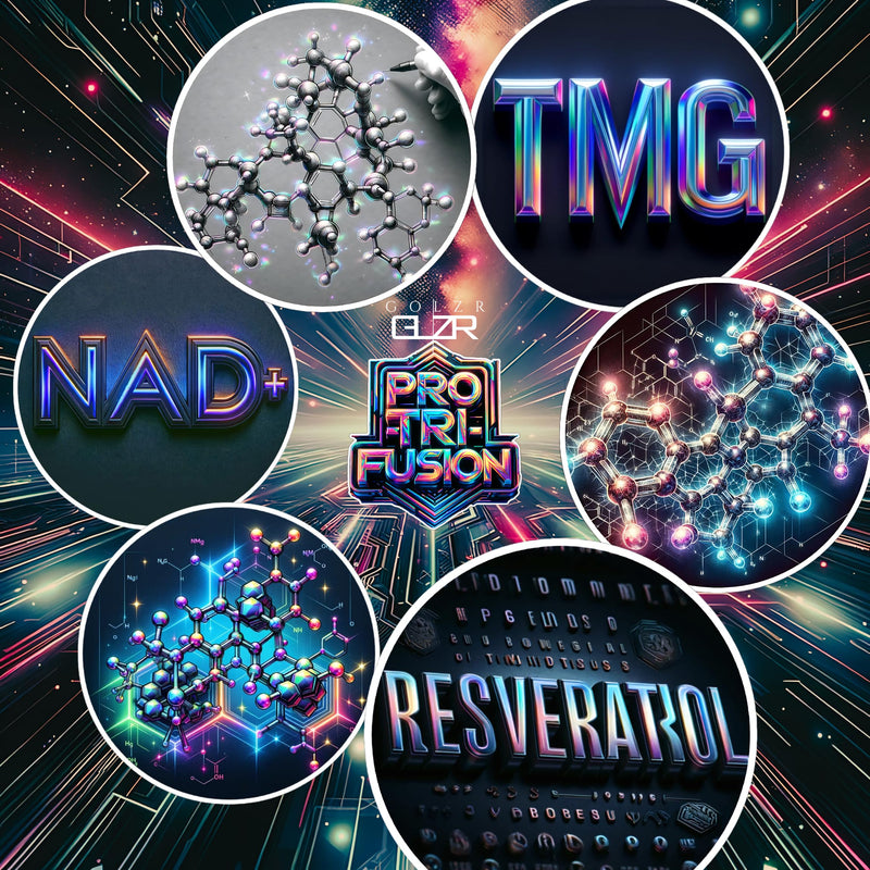 Tri-Fusion | NAD+ Trans-resveratrol and TMG Supplement | 2000mg | 60 Vegan Capsules | Anti Aging Formula for Cellular Repair, Promote Longevity & Vitality